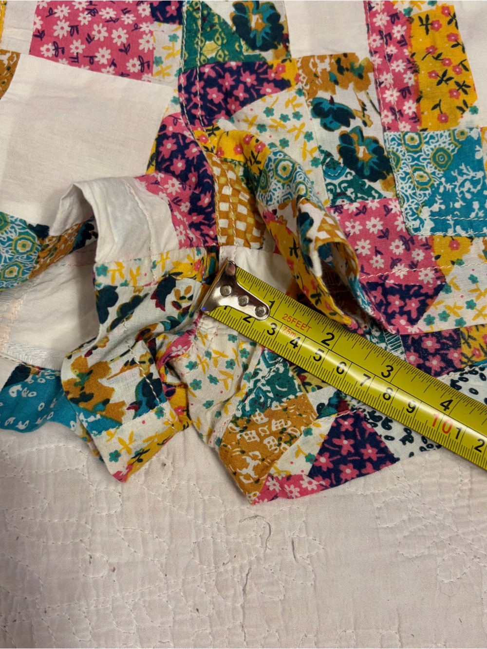 Pilcro Knit Patchwork Floral Shorts in Teal, Mustard & Pink - Picture 8 of 8